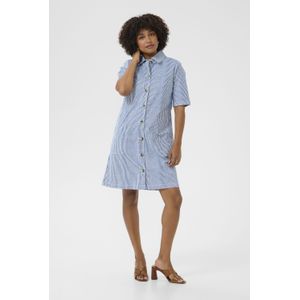 Cream - Denim Jurk - Blauw - Korte Mouwen - Kraag