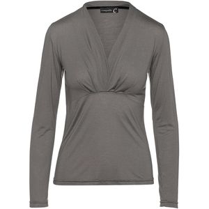 Wikkeltops - Donkergrijze - Lange Mouwen - Faux Wrap Top - Stretch Jersey - Duurzame Stof