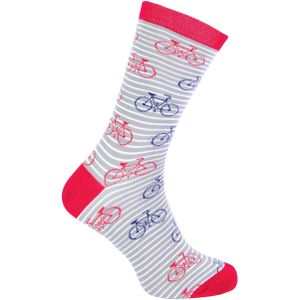 Mr Heron bamboesokken met nieuw patroon voor heren - Fiets (Grijs)