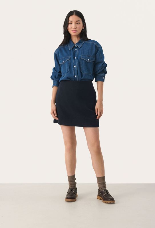 Part Two - Eenvoudige Donkerblauwe Rok - Dames - 3XL - Wol