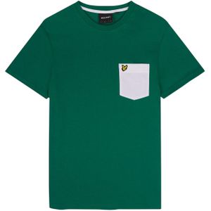 Lyle & Scott Heren Contrast Pocket T-shirt (Groen, Wit)