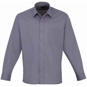 Premier Heren Popeline Overhemd Met Lange Mouwen (Staal)