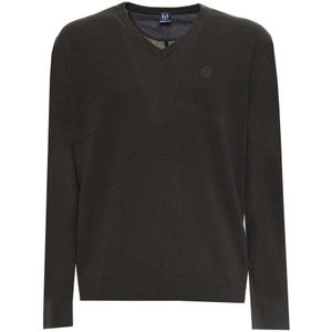 Sergio Tacchini - 21105 - Trui - Donkergroen - Heren - V-hals - 100% Wol