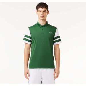 Heren Lacoste Ultra-Dry Colourblock Tennis Poloshirt in Groen Wit