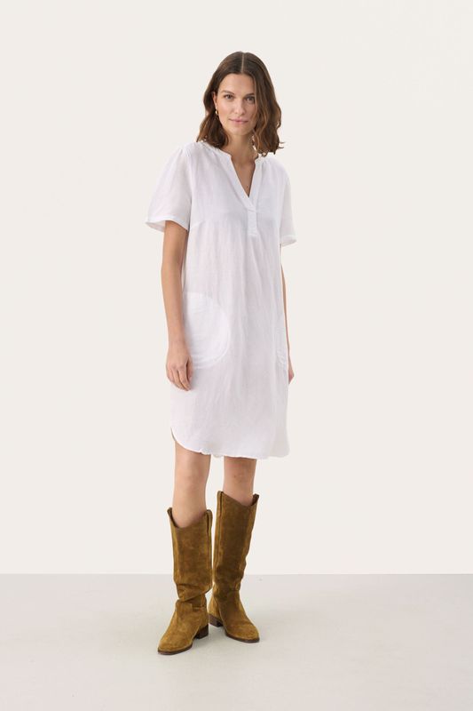 Part Two - Witte Jurk - Korte Mouwen - Linnen - Dames