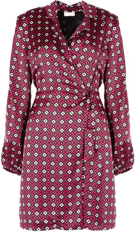 Liu Jo - Jurk - Roze - Getailleerd - Lange Mouwen - Overslagdecolleté