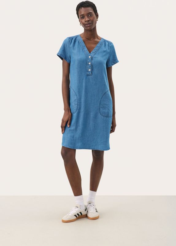 Part Two - Kaminaspw Dr - Denim Jurk - Blauw - V-Hals