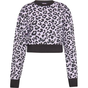 Mymo - Sweatshirt - Lavendel - Dames - Cropped met Luipaardprint
