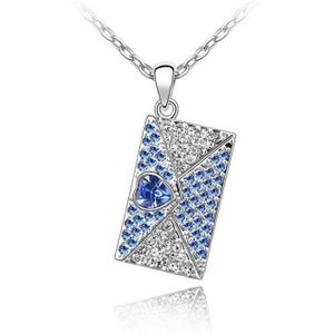 Swarovski - Liefdesbriefhanger met blauwe Swarovski-kristallen.