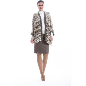 Conquista - Cardigan - Khaki en Beige - Gebreide Printstof