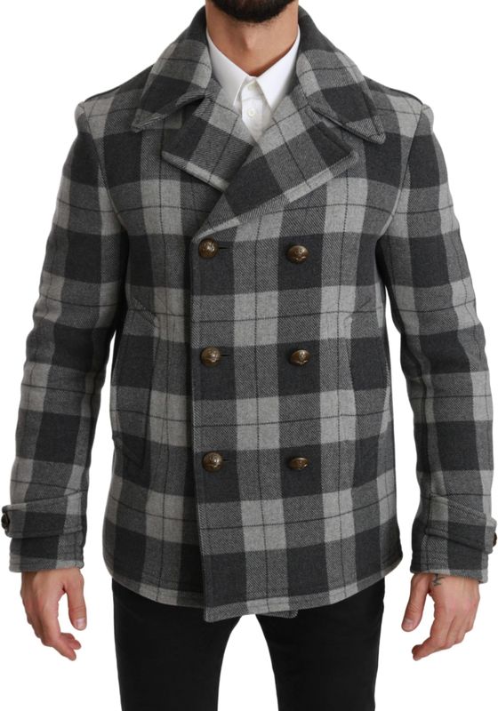 Dolce & Gabbana - Jasje - Grijs Ruitpatroon - Wol/Nylon/Polyester/Kasjmier