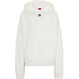 Hugo Dames/Dames Delfinia Geborduurde Hoodie met Gestapeld Logo (Natuurlijk)