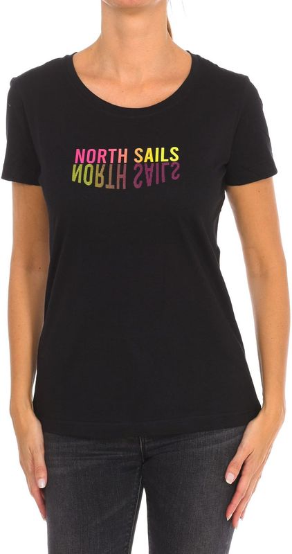 North Sails - T-shirt - Zwart - Dames - Katoen - Korte Mouwen