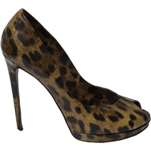 Dolce & Gabbana Luipaardprint Peep Toe Pumps in Multikleur Patentleer