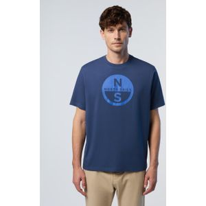 North Sails - T-shirt - Blauw - Groot Logo - Heren - Katoen