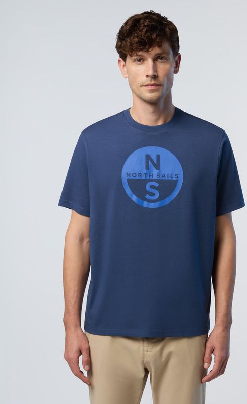 North Sails - T-shirt - Blauw - Groot Logo - Heren - Katoen