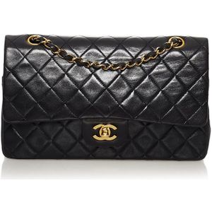 Vintage Chanel Medium Classic Lambskin Double Flap Bag Black