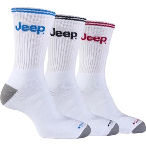 Jeep - Set van 3 sportsokken met katoenen kussens voor heren - Wit