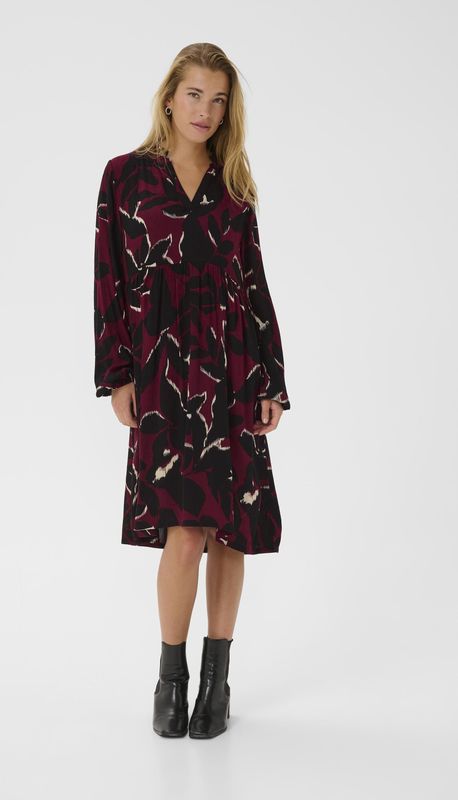 Kaffe - KALisette - Jurk - Bessen/Zwart/Wolwit