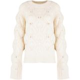 Silvian Heach - Rondgebreide Trui - Beige - Gebreide Stof - Ronde Halslijn