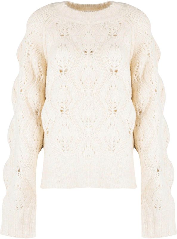 Silvian Heach - Rondgebreide Trui - Beige - Gebreide Stof - Ronde Halslijn