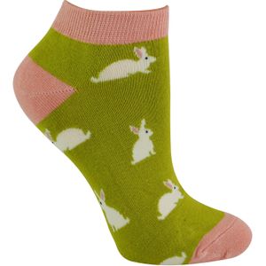 Miss Sparrow - Dames Bamboe Trainer Sokken - Konijnen (Limoen)