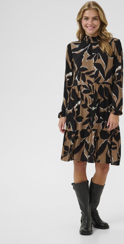 Kaffe - KALinda - Jurk - Lichtbruin / Zwart / Wit