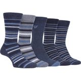 Farah - 5 Pack Heren Dunne Ademend Klassieke Gestreepte Patroon Zachte Top Katoenen Dressokken - FCS271DENTEL (Gestreept)