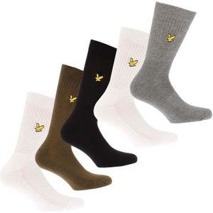 Lyle & Scott Herensportsokken (Set van 5) (Zwart/Wit/Grijs)