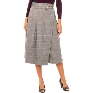 A-lijnrok - Grijs - Viscose/Wol/Katoen/Elastaan - Hoge Taille met Riem