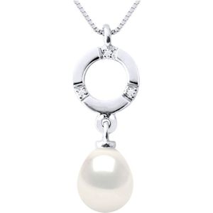 Diamond Pendant 0.010 Cts Gekweekte Pearl Zoetwater 7-8mm White Pear White Gold