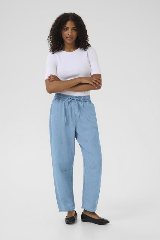 Kaffe - Capri Broek - Lichtblauw - Katoen - 7/8 Lengte - Regular Fit