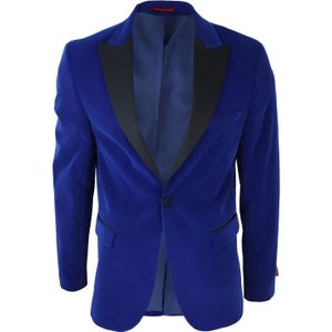 Heren - Blauw - Fluwelen Diner Smoking Colbert Blazer
