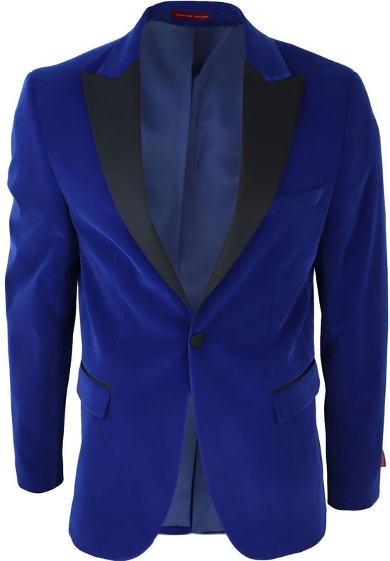 Heren - Blauw - Fluwelen Diner Smoking Colbert Blazer