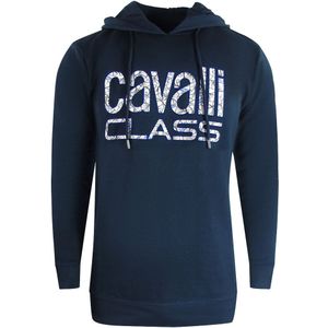 Cavalli Class - Marineblauwe Hoodie - Met Bloemenlogo