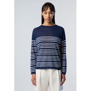 North Sails - Gestreepte Katoen Linnen Trui - Blauw - Dames