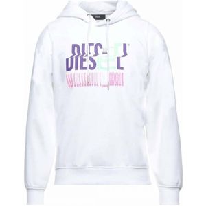 Witte hoodie met vervormd logo van Diesel