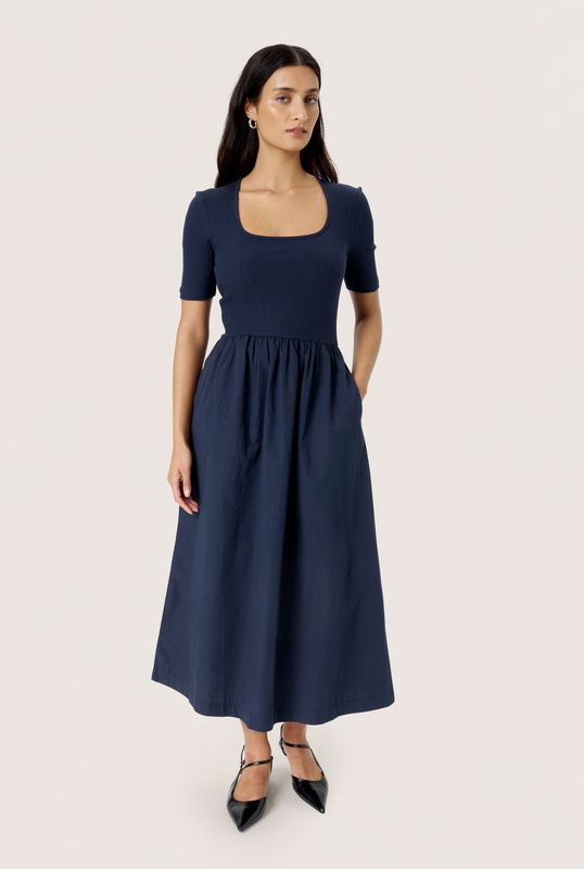 Soaked in Luxury - SLSimone Phoebe Dress SS - Midi-jurk - Blauw - Katoen