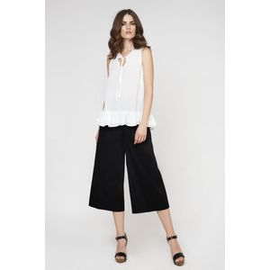 Top - Crèmekleurig - Popeline - Mouwloos - A-lijn Silhouet