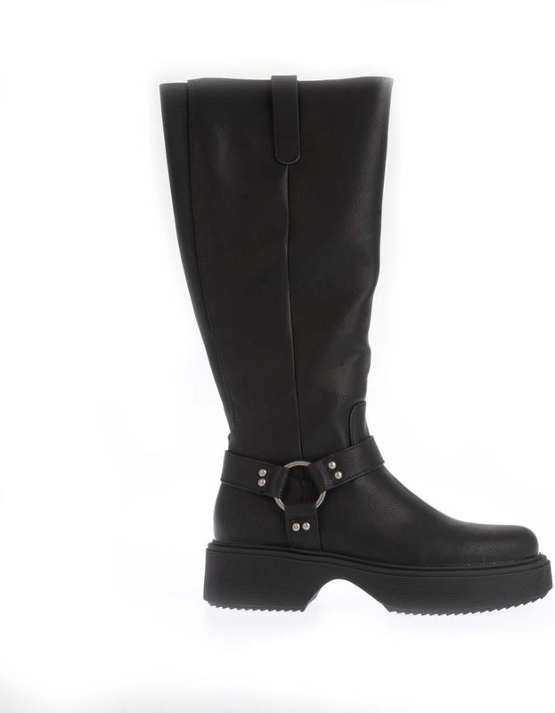 Rocket Dog - Becca - Knielaarzen - Zwart - Faux Leer - Chunky Zool