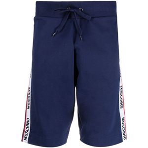 Moschino - Loungewear - Marineblauwe Short - Korte Broeken - Met Tape-Logo