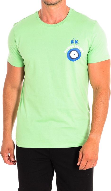 La Martina - T-shirt - Groen - 100% Katoen - Korte Mouwen
