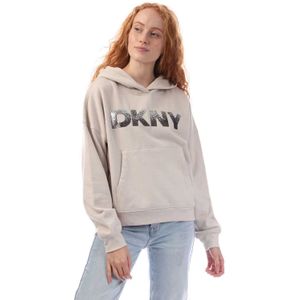 DKNY Dames/Dames Logo Sequin Hoodie (Beige)