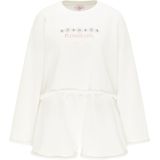 MYMO - Jumpsuit - Pink/Wit - Sweatstof - Ronde Hals - Lange Mouw