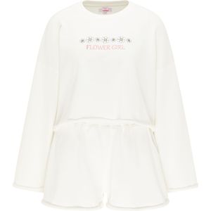 MYMO - Jumpsuit - Pink/Wit - Sweatstof - Ronde Hals - Lange Mouw