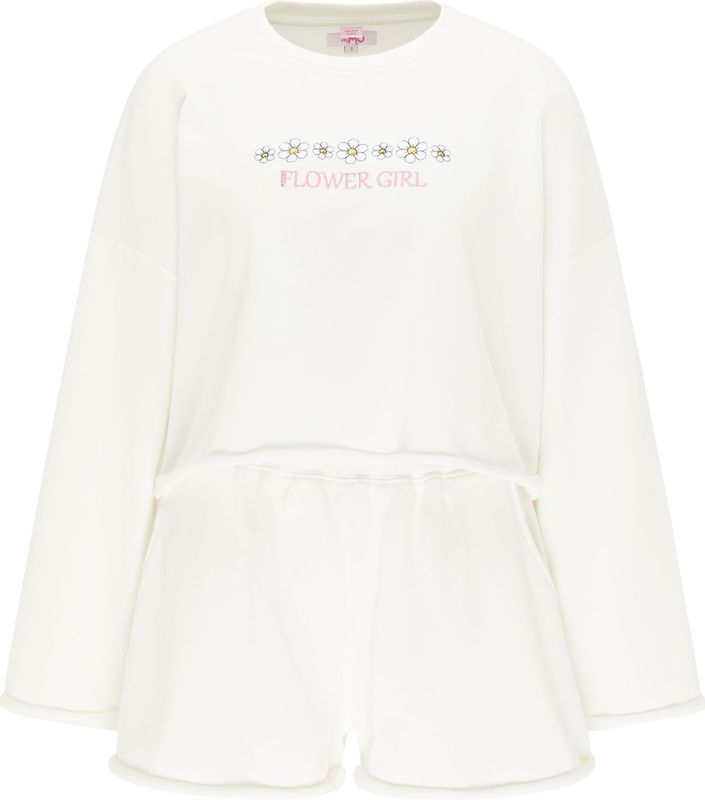 MYMO - Jumpsuit - Pink/Wit - Sweatstof - Ronde Hals - Lange Mouw