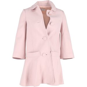 Red Valentino Flared Hem Jas in Roze Wol