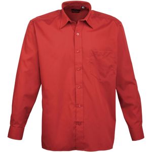 Premier Heren Premier Poplin Formeel Overhemd Met Lange Mouwen (Rood)