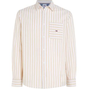 Tommy Jeans Gestreept Slim Fit Overhemd Met Biologisch Katoen Trench Stripe - Maat L