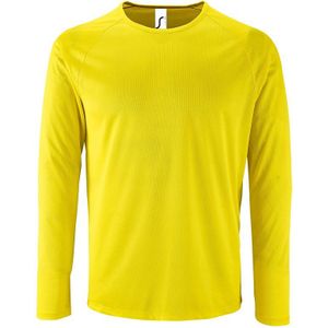 SOLS Heren Sportief T-Shirt met lange mouwen (Neon geel)